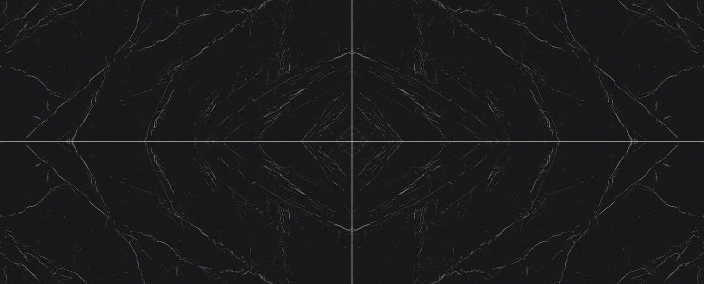 Raphael Stone Nero Marquina Bookmatched 127" x 64" Porcelain Slab
