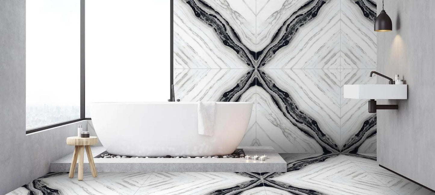 Raphael Stone Panda Bookmatched Matte/Polished Porcelain Tile