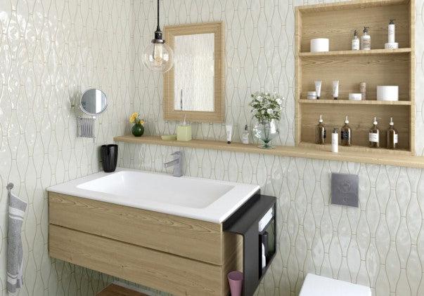 Siena Decor Monochrome Wave Collection Grey 3" x 12" Polished Porcelain Decorative Subway Tile