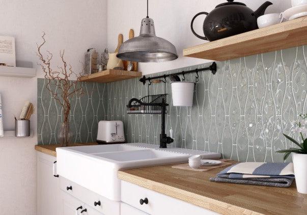 Siena Decor Monochrome Wave Collection Grey 3" x 12" Polished Porcelain Decorative Subway Tile