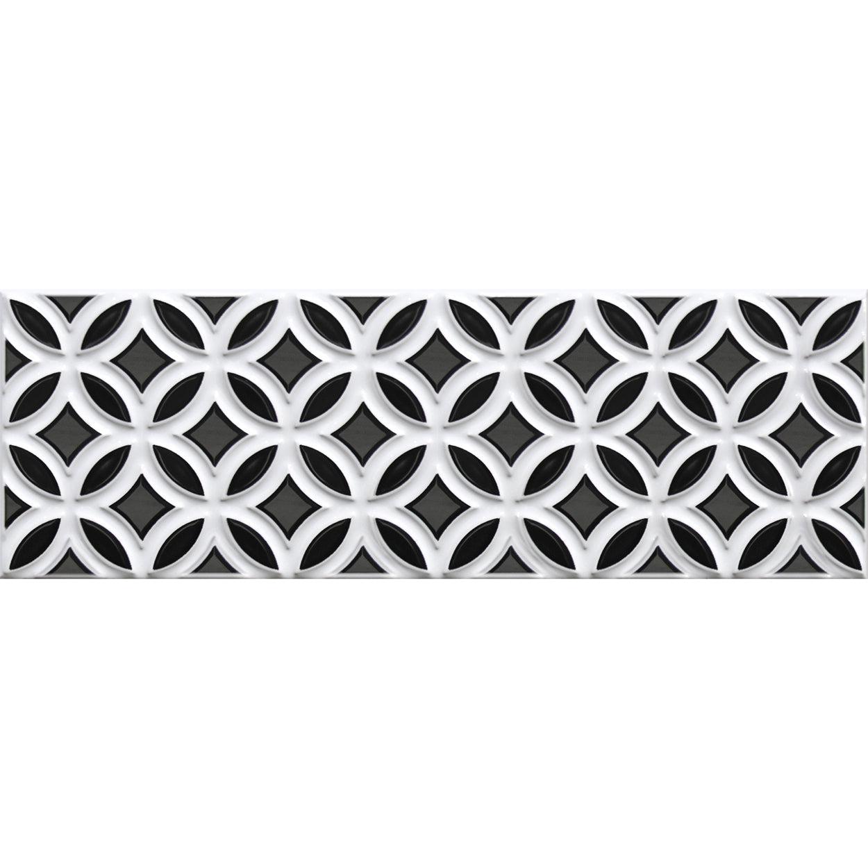 Siena Decor Patchwork Collection 3D White Deco A 4" x 16" Polished Porcelain Decorative Subway Tile