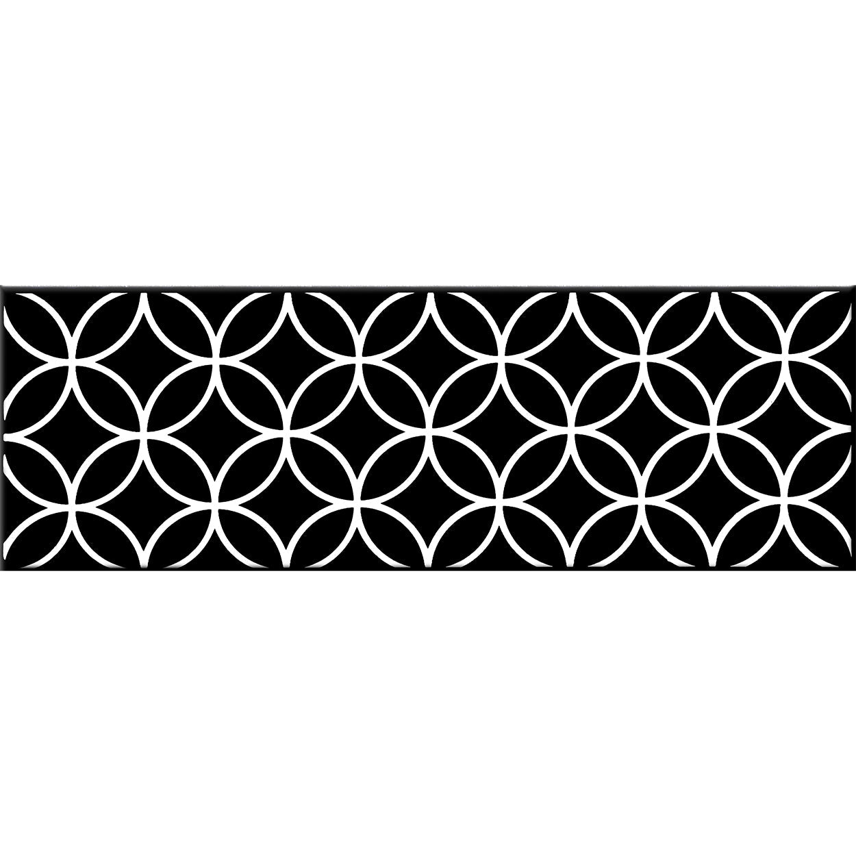 Siena Decor Patchwork Collection Black Deco A 4" x 16" Polished Porcelain Decorative Subway Tile