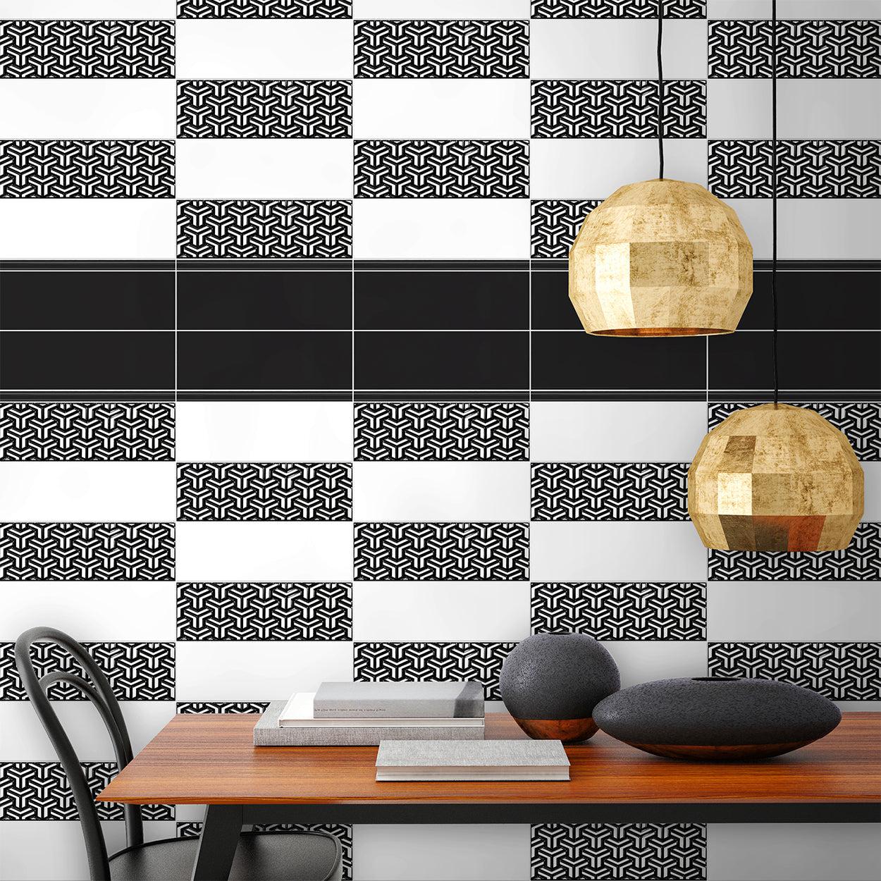 Siena Decor Patchwork Collection White 4" x 16" Polished Porcelain Decorative Subway Tile