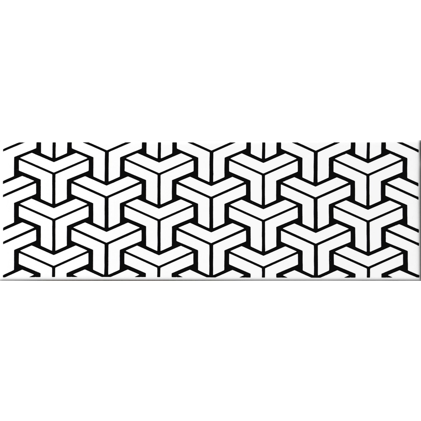 Siena Decor Patchwork Collection White Deco B 4" x 16" Polished Porcelain Decorative Subway Tile