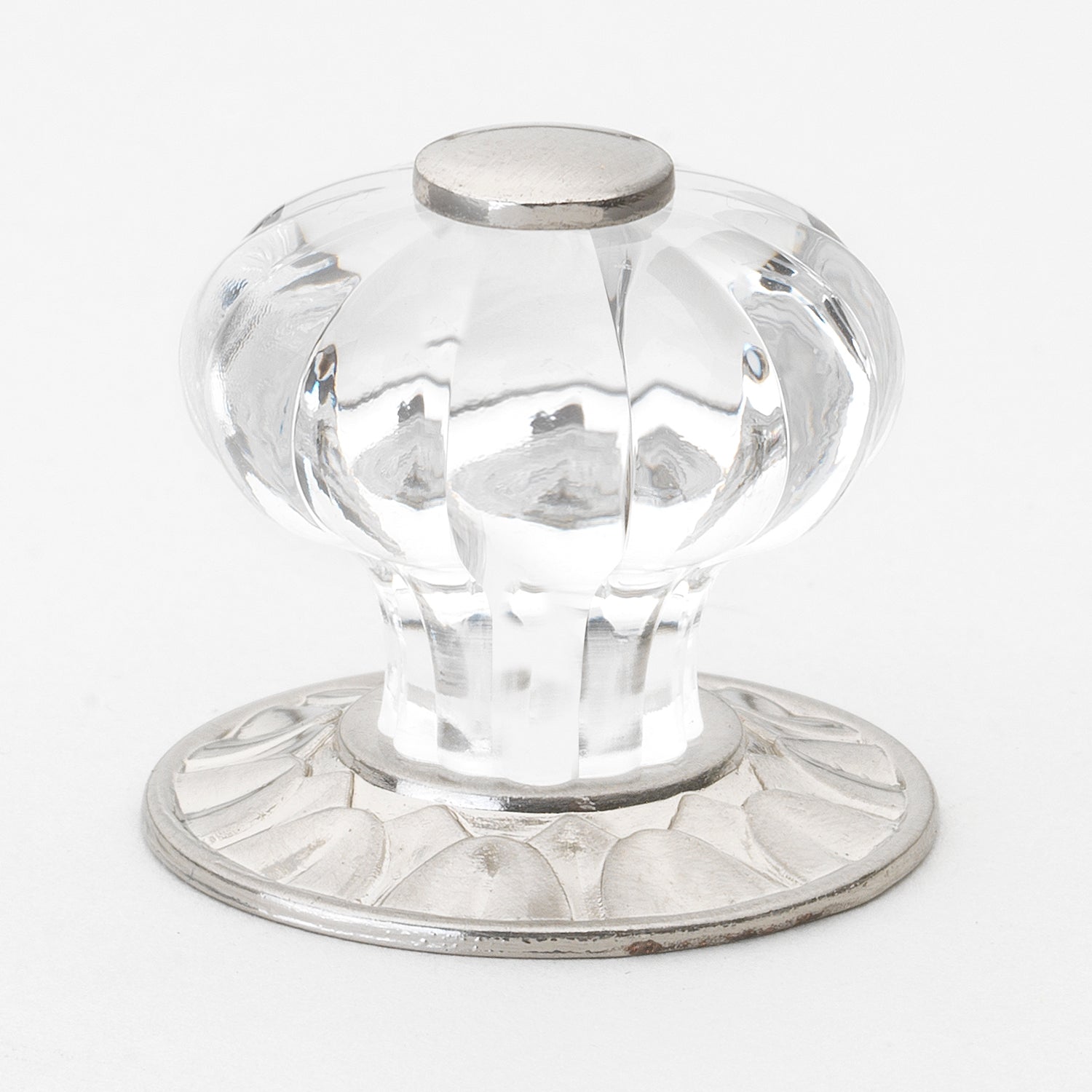 1 1/4" (32mm) Metal Backplate With Clear Acrylic Melon Cabinet Knob