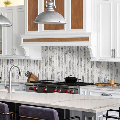 MSI Scollopini Lilac Pattern 11.5" x 11.75" Honed Marble Mosaic Tile