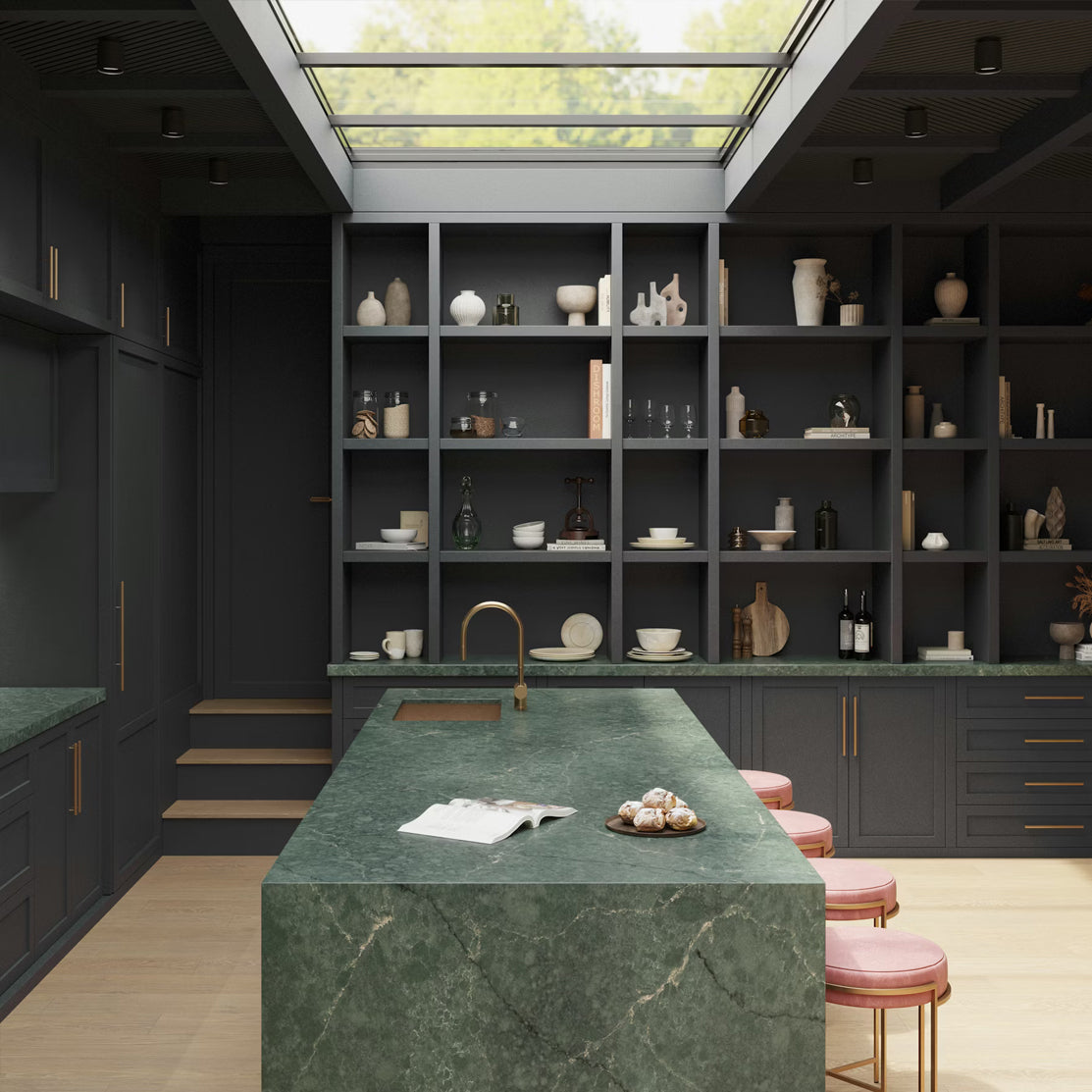 Cosentino Silestone Le Chic Collection Jardin Emerald 128" x 62" Polished Quartz Slab