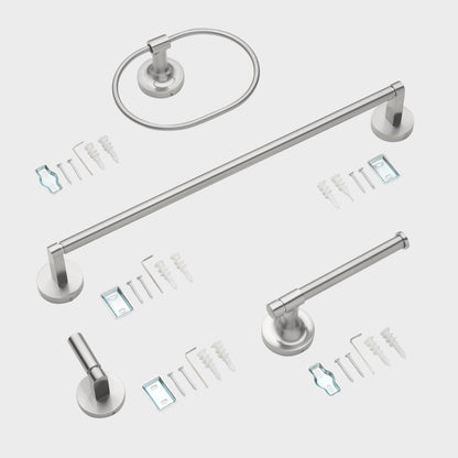 18" Round Base 4-Piece Bathroom Hardware Accessory Set