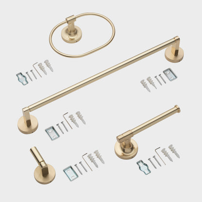 18" Round Base 4-Piece Bathroom Hardware Accessory Set