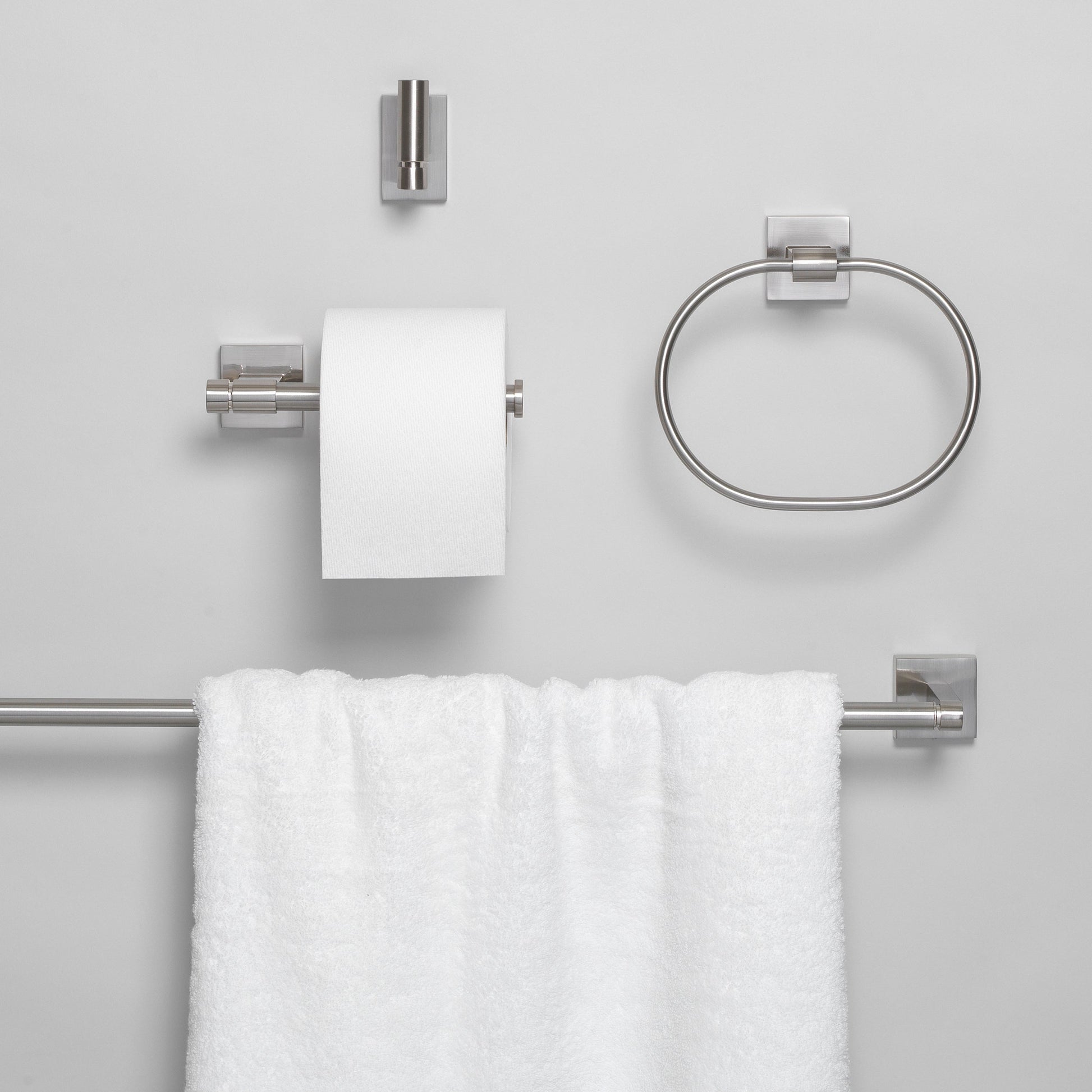 18" Square Base 4-Piece Bathroom Hardware Accessory Set