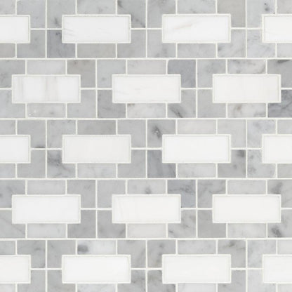 MSI Bianco Dolomite Lynx Grey 12" x 12" Polished Marble Mosaic Tile