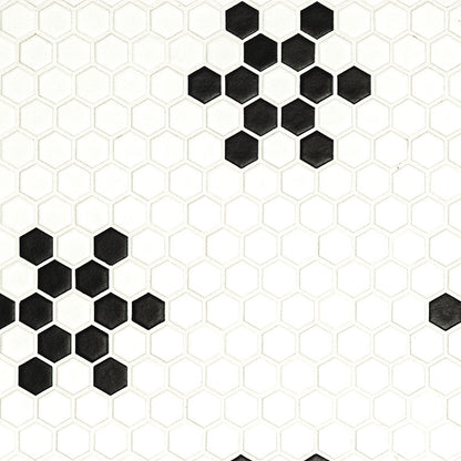 MSI White And Black Mod Petal Pattern 11.75" x 12" Matte Porcelain Mosaic Tile