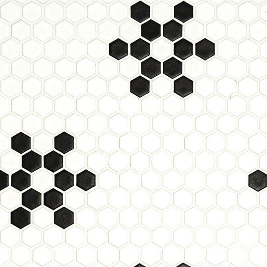 MSI White And Black Mod Petal Pattern 11.75" x 12" Matte Porcelain Mosaic Tile