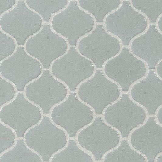 MSI Gray Glossy Arabesque 12" x 12" Polished Porcelain Mosaic Tile