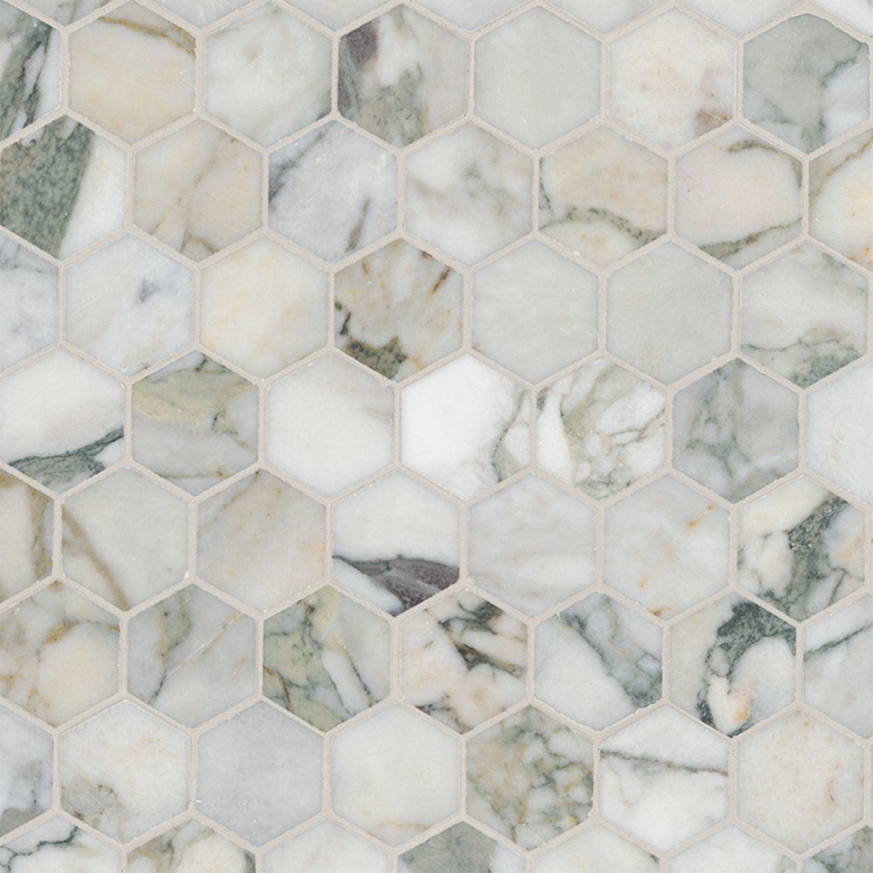 MSI Coronado Hexagon (2" Pieces) 11.25" x 11.25" Honed Marble Mosaic Tile