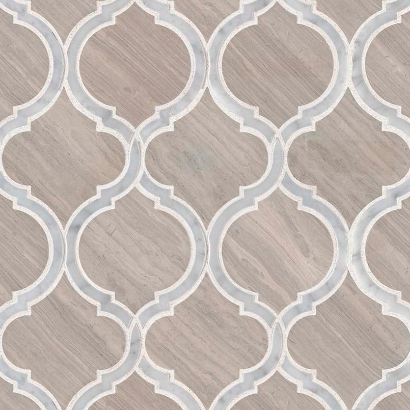 MSI White Quarry Savona Arabesque 11.75" x 12" Honed Marble Mosaic Tile