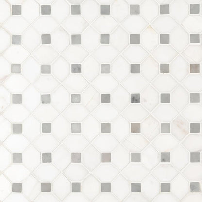 MSI Bianco Dolomite Crema Dotty Grey Pattern 12.25" x 12.5" Polished Marble Mosaic Tile