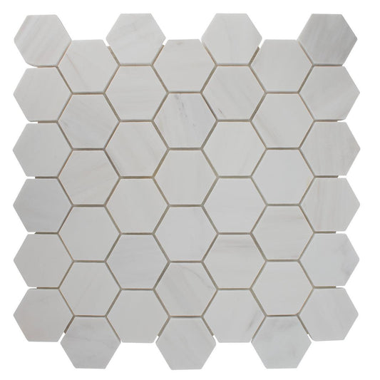 ET Hexagon Dolomite Honed (2" x 2" pieces) 12" x 12" Marble Mosaic Tile