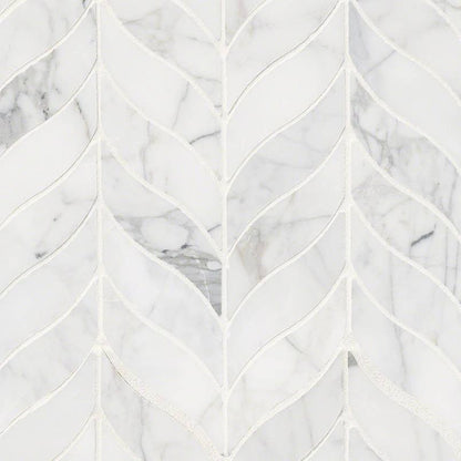 MSI Calacatta Cressa Leaf Pattern 11" x 11" Honed Marble Mosaic Tile