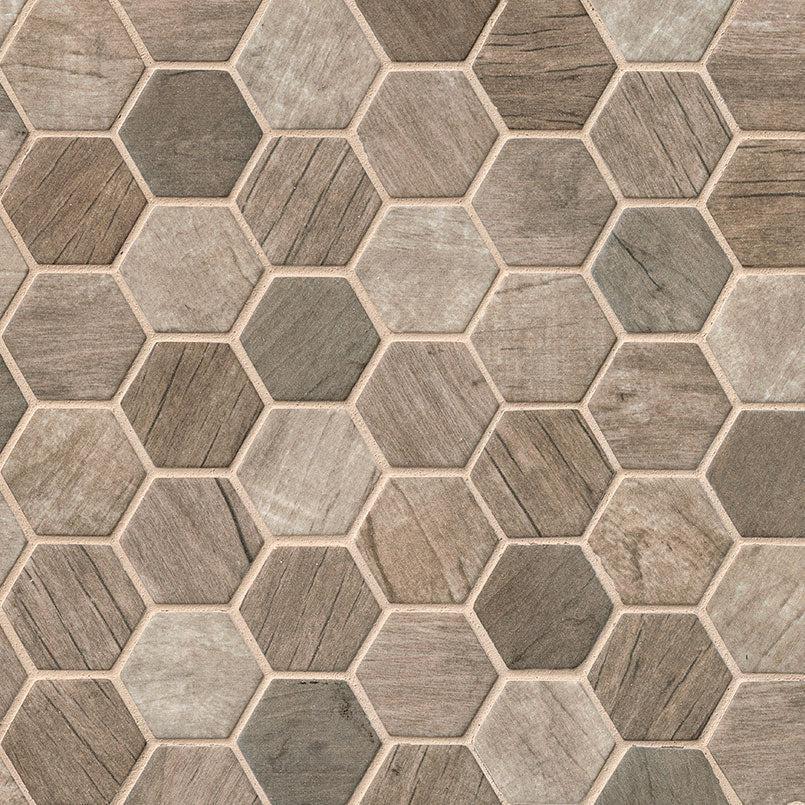 MSI Driftwood Hexagon (2" Pieces) 11.75" x 12" Matte Recycled Glass Mosaic Tile