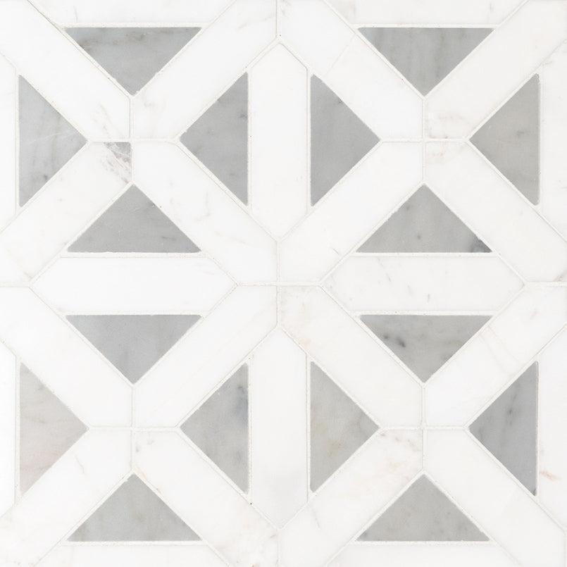 MSI Bianco Dolomite Geometrica 12" x 12" Polished Marble Mosaic Tile