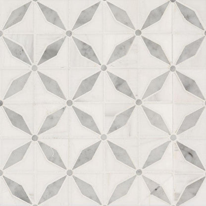 MSI Bianco Starlite Geometric 12" x 12" Polished Marble Mosaic Tile