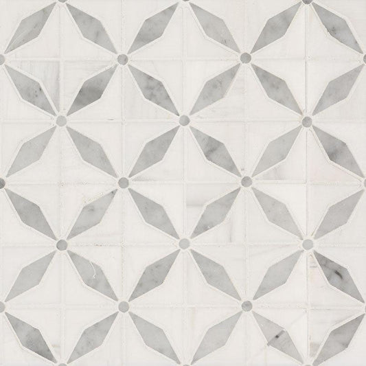 MSI Bianco Starlite Geometric 12" x 12" Polished Marble Mosaic Tile