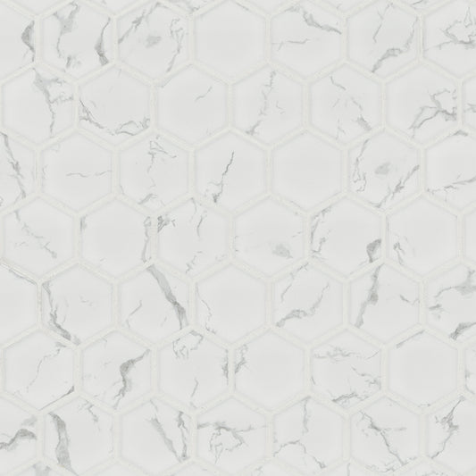 MSI Carrara Hexagon (2" Pieces) 12" x 12" Matte Porcelain Mosaic Tile