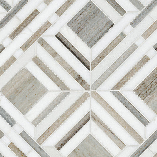 MSI Wellington Pattern 12" x 12" Polished Marble Mosaic Tile