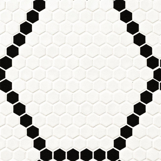 MSI White And Black Hive Pattern 11.75" x 12" Matte Porcelain Mosaic Tile
