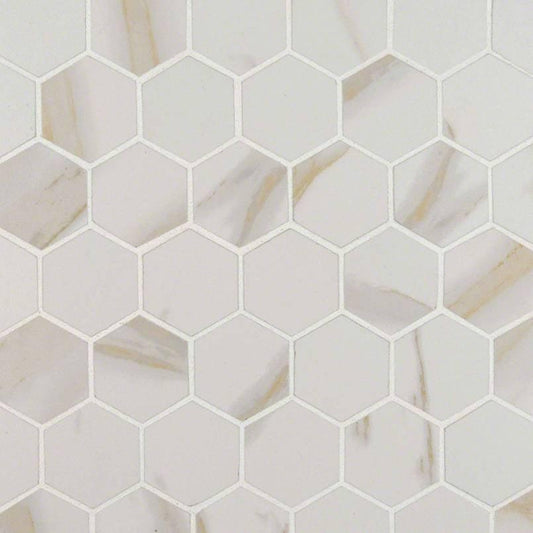 MSI Pietra Calacatta Hexagon (2" Pieces) 11.75" x 11.75" Glazed Porcelain Mosaic Tile