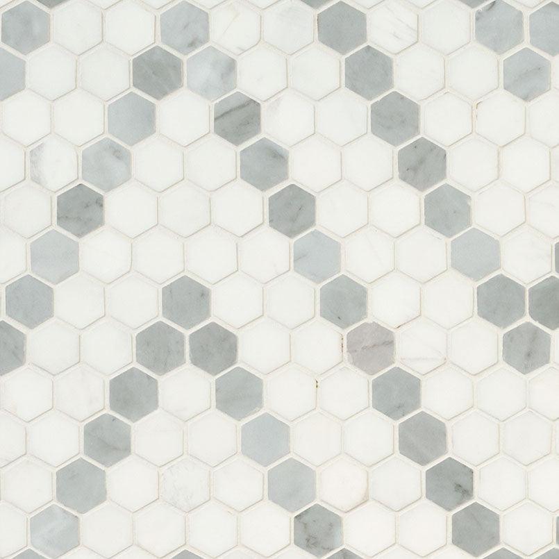 MSI Bianco Dolomite Sazi (1" Hexagon Pieces) 12.25" x 12.25" Polished Marble Mosaic Tile