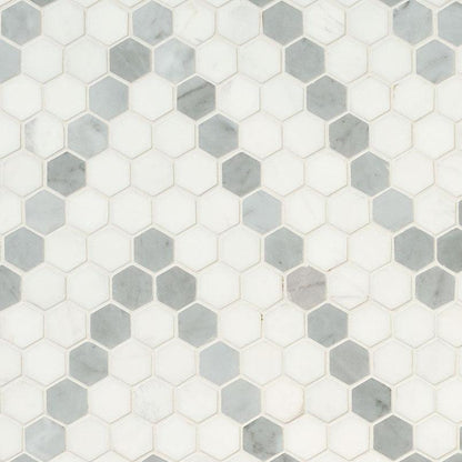 MSI Bianco Dolomite Sazi (1" Hexagon Pieces) 12.25" x 12.25" Polished Marble Mosaic Tile