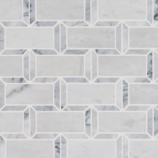 MSI Framework Geometric Subway (2" x 4" Pieces) 12" x 12" Polished Marble Mosaic Tile