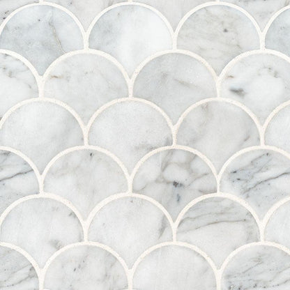 MSI Calacatta Blanco Scallop 11.5" x 11.5" Polished Marble Mosaic Tile