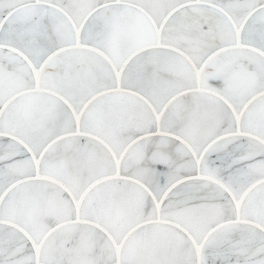 MSI Calacatta Blanco Scallop 11.5" x 11.5" Polished Marble Mosaic Tile