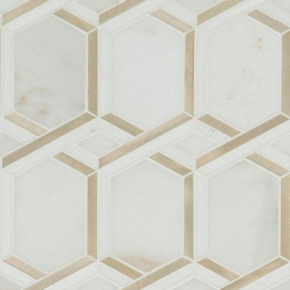 MSI Luxor Royal Link Gold Pattern 11.75" x 12" Mixed Finish Marble & Metal Mosaic Tile