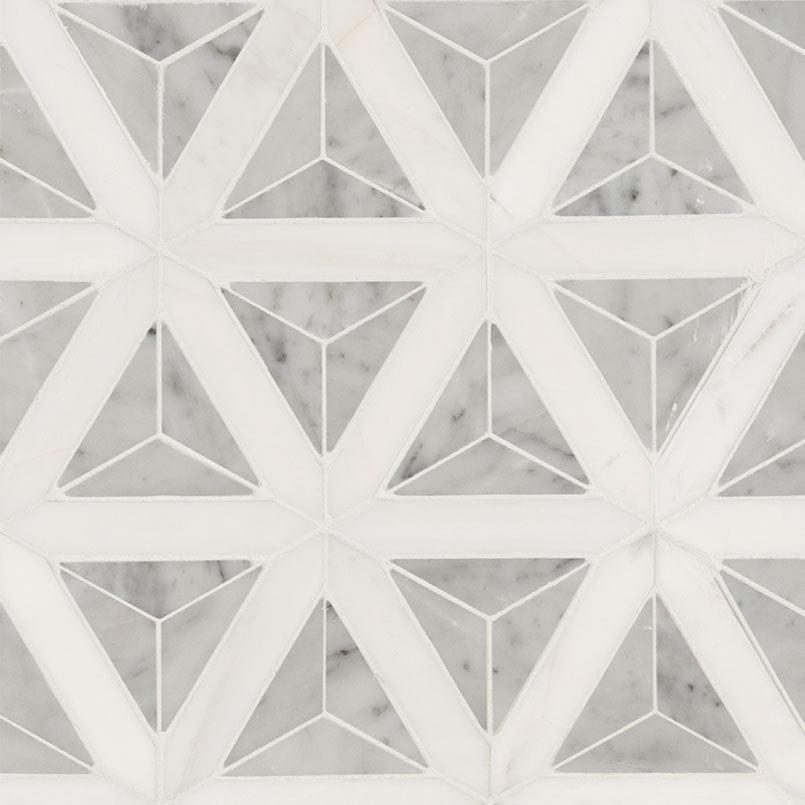 MSI Carrara White Geometric (0.77 Square Feet Per Piece) Polished Marble Mosaic Tile
