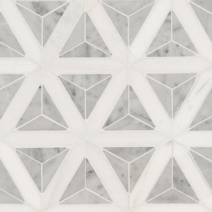 MSI Carrara White Geometric (0.77 Square Feet Per Piece) Polished Marble Mosaic Tile