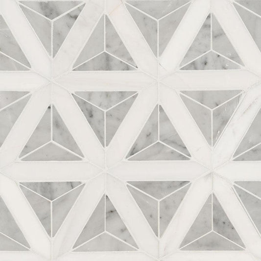 MSI Carrara White Geometric (0.77 Square Feet Per Piece) Polished Marble Mosaic Tile