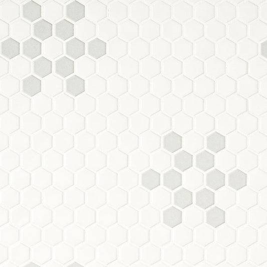 MSI White And Gray Mod Petal Pattern 11.75" x 12" Matte Porcelain Mosaic Tile