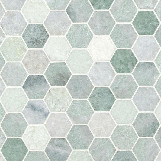 MSI Icelandic Green Hexagon (2" Pieces) 11.75" x 12" Polished Marble Mosaic Tile
