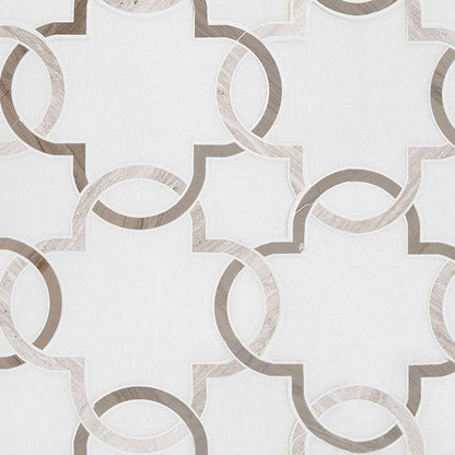 MSI Bianco Quatrefoil 12" x 12" Polished Marble Mosaic Tile