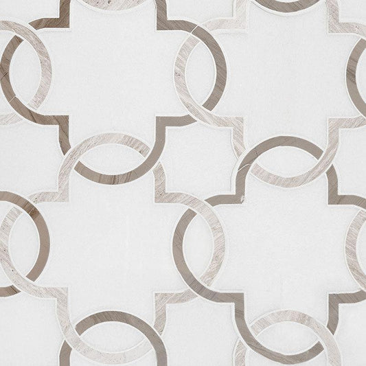 MSI Bianco Quatrefoil 12" x 12" Polished Marble Mosaic Tile