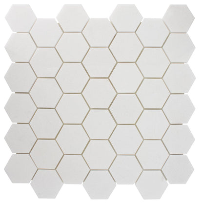 ET Hexagon Thassos Polished (2" x 2" pieces) 11.75" x 12" Marble Mosaic Tile