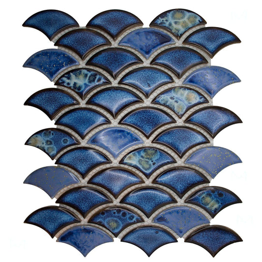 ET Dragon Scale Royal Blue 9.75" x 12" Mosaic Tile