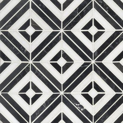 MSI Rhombix Nero Geometric 12" x 12" Polished Marble Mosaic Tile