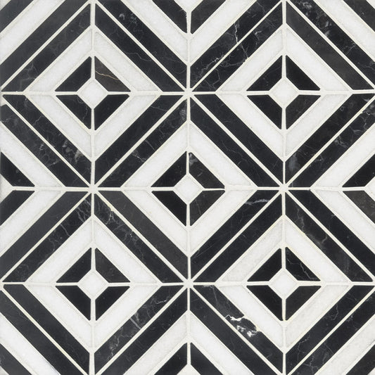 MSI Rhombix Nero Geometric 12" x 12" Polished Marble Mosaic Tile