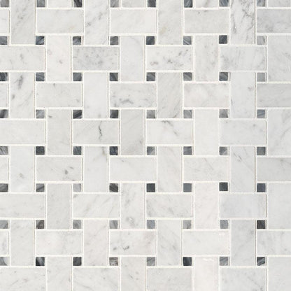 MSI Carrara White Basketweave 12" x 12" Matte Marble Mosaic Tile