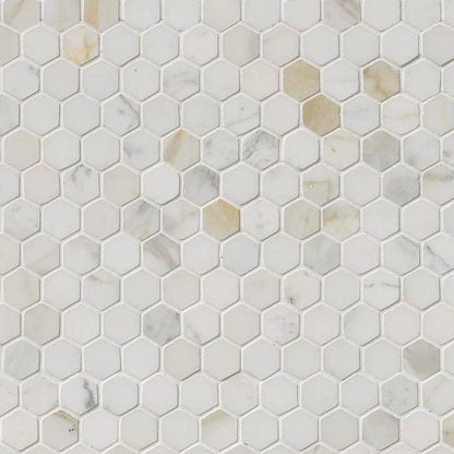 MSI Calacatta Gold Hexagon (1" Pieces) 12" x 12" Polished Marble Mosaic Tile